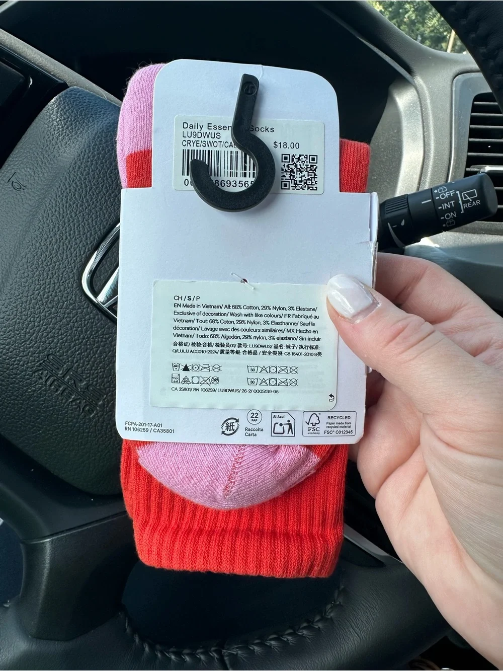 Lululemon Daily Essential Crew Socks - Red/Pink